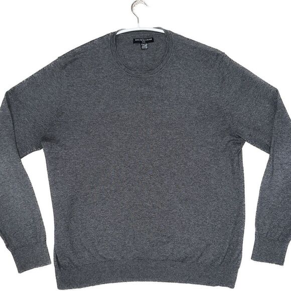 Saks Fifth Avenue Gray Crewneck Sweater with Ribbed Details - Picture 1 of 4